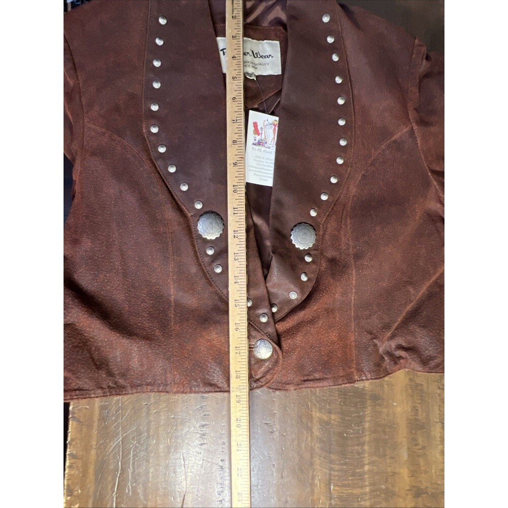 VTG Red Pioneer Wear Leather Suede Ladies Country Western Jacket Cropped SIZE L - Picture 9 of 9